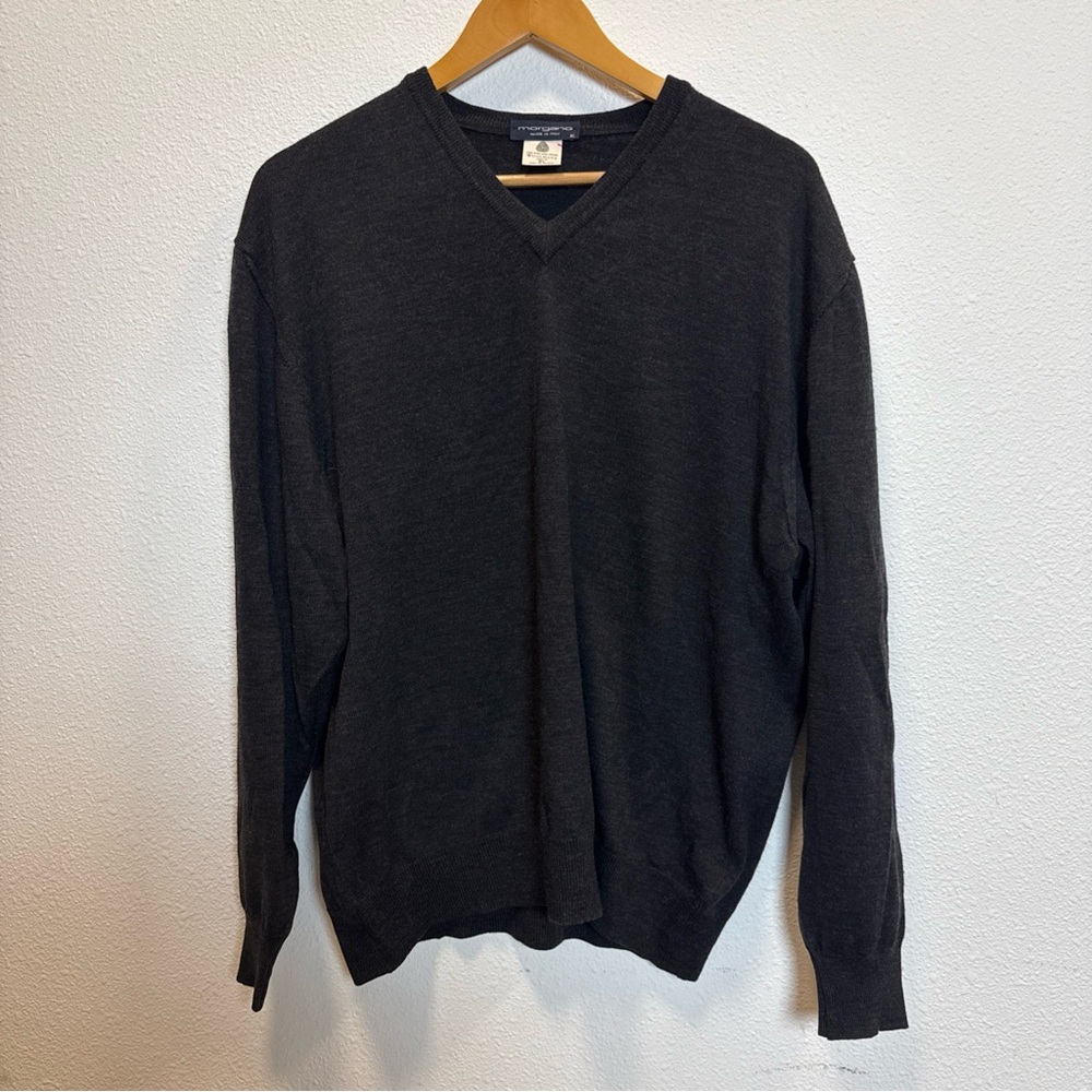 Morgano 100% Wool Navy V-neck‎ Sweater Size XL Women’s Made In Italy